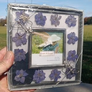Heart & Home Picture Frame Purple Floral Butterfly Charm
